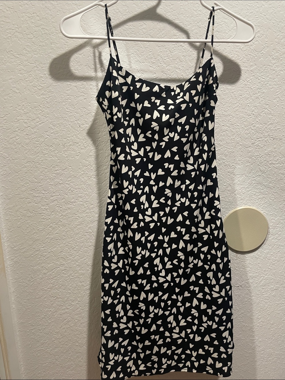 Abercrombie & Fitch Black Slip Dress with White Heart Print